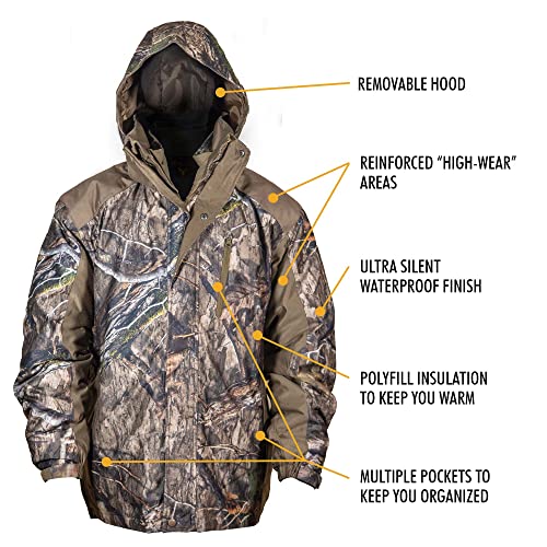Men's 3-in-1 Insulated Camo Hunting Parka, Waterproof, Removable Hood P108