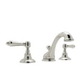 Rohl Italian Bath Viaggio Widespread Lavatory Faucet In Polished Nickel With Metal Levers Pop-Up And "C" Spout
