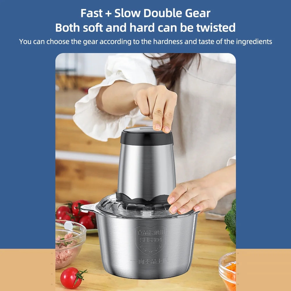 Electric Meat Grinder, 2 Speed Stainless Steel Blender, 3L Capacity T348