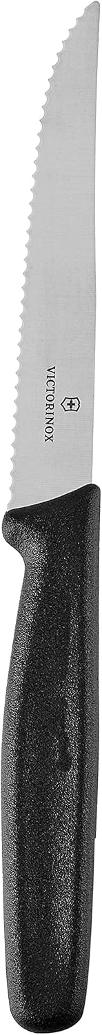 Serrated Steak Knife Set, Pointed-tip, 4.5-Inch, 6-Piece, Black F521280