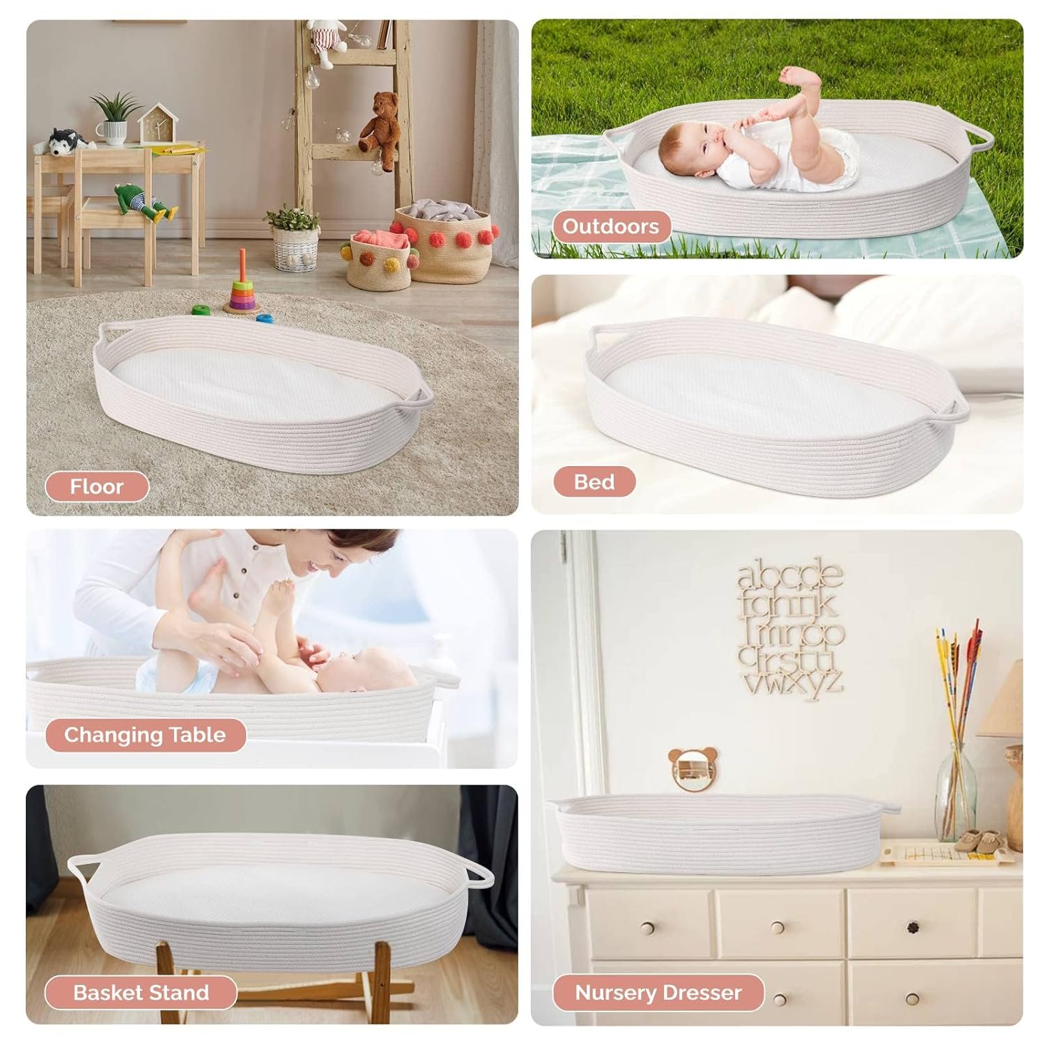 Baby Changing Moses Basket with Memory Foam Mattress and Waterproof Covers K10082