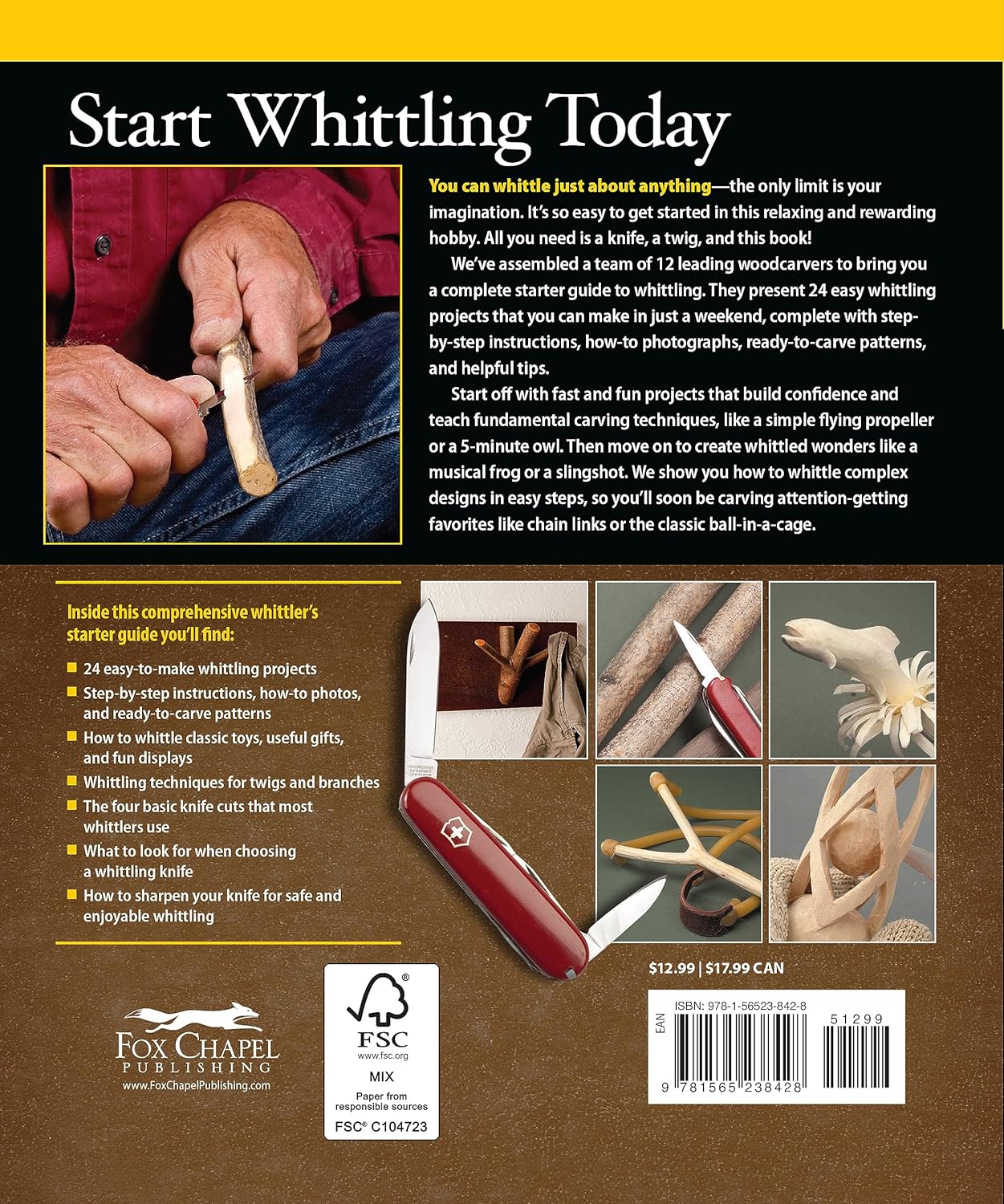 Whittling Starter Guide: 24 Easy Weekend Projects with Step-by-Step Instructions W446