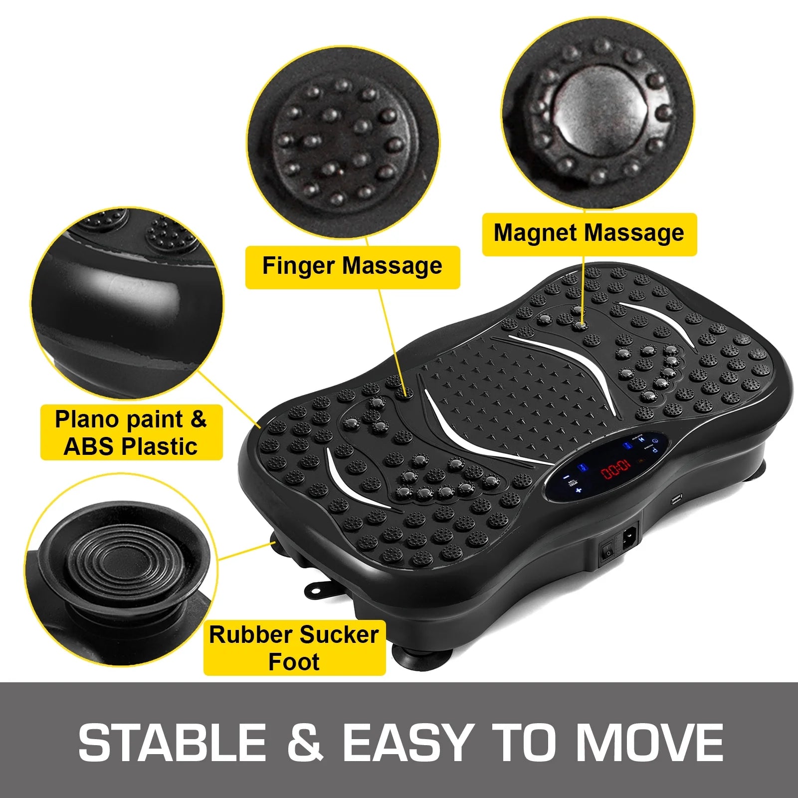 Vibration Platform, Full Body Exercise Vibration Plate, 350lbs LCD 3 Levels G83485