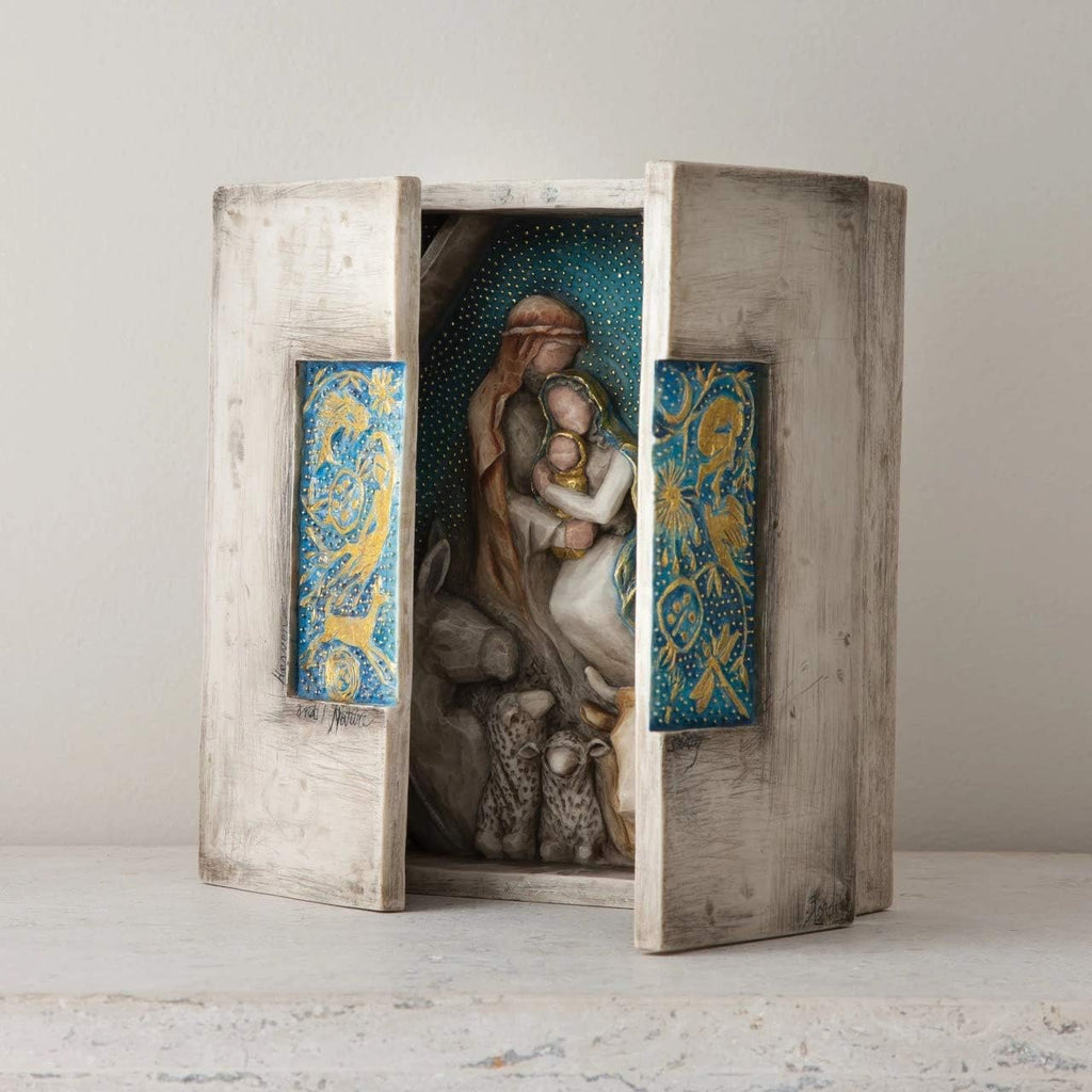 Starry Night Nativity Triptych, Hand-Painted Sculpted Set D92336