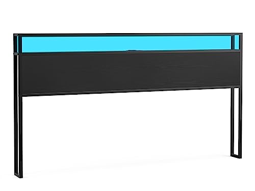 California King Storage Headboard with Charging Station and LED Lights T957820
