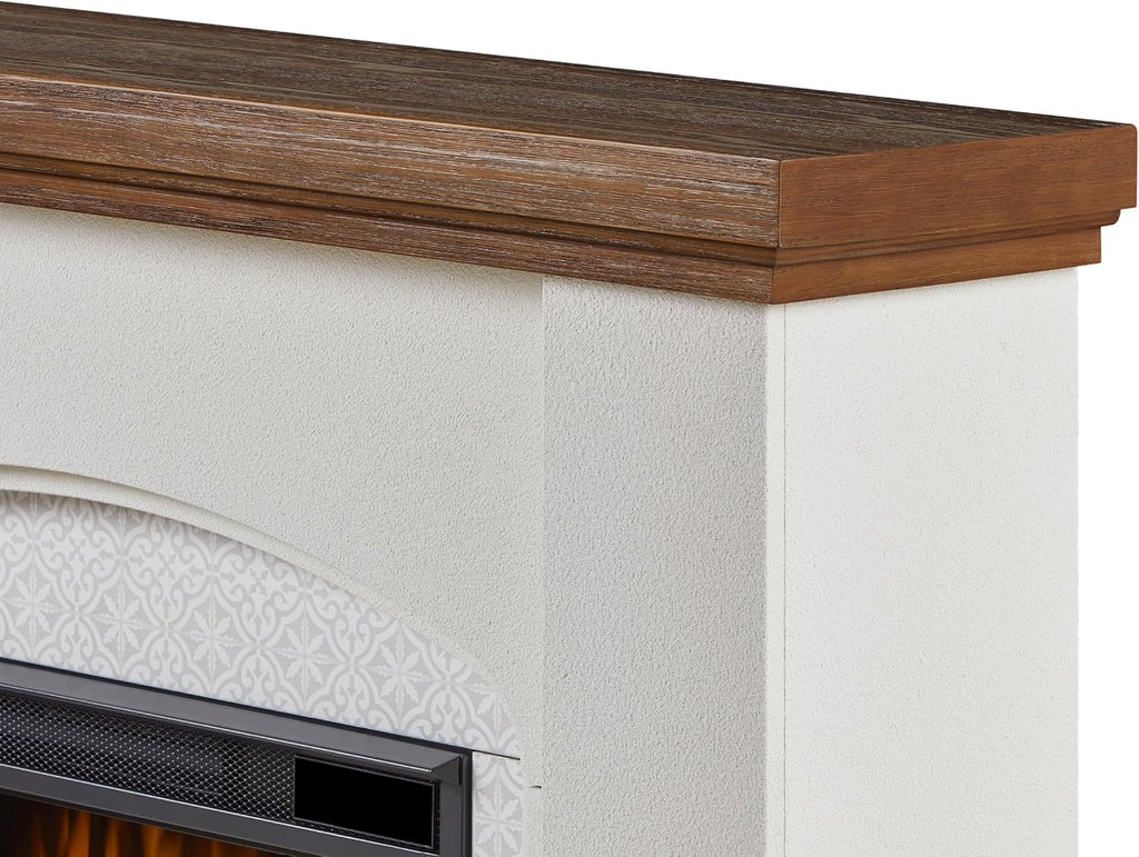 Electric Fireplace with Mantel for Living Room or Bedroom, Remote Control, Timer, White S683