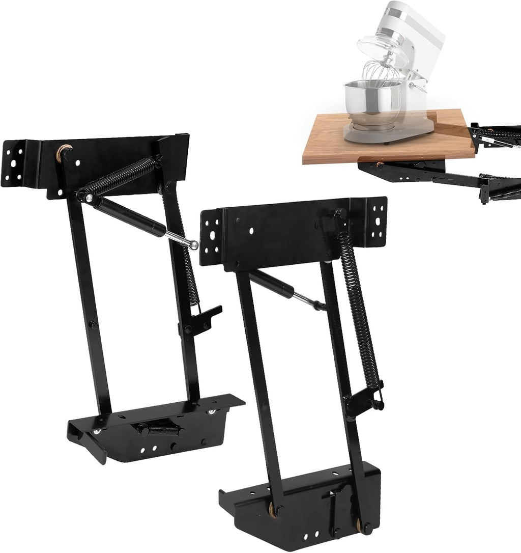 Mixer Lift for Cabinet, Appliance Lift with Soft-Close, Space-Saving Design, Locking Mechanism, Holds Up to 60 LBS, Zinc Finish, for Small Kitchen Appliances.