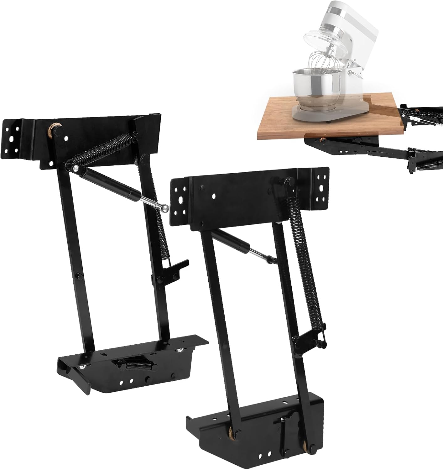 Mixer Lift for Cabinet, Appliance Lift with Soft-Close, Space-Saving Design, Locking Mechanism, Holds Up to 60 LBS, Zinc Finish, for Small Kitchen Appliances.