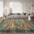8x10 Area Rugs for Living Room: Large Washable Vintage Rugs, Non-Slip Soft Low Pile Rug Oriental Print Indoor Carpet for Bedroom Dining Room Home(Brick Red,8'x10')