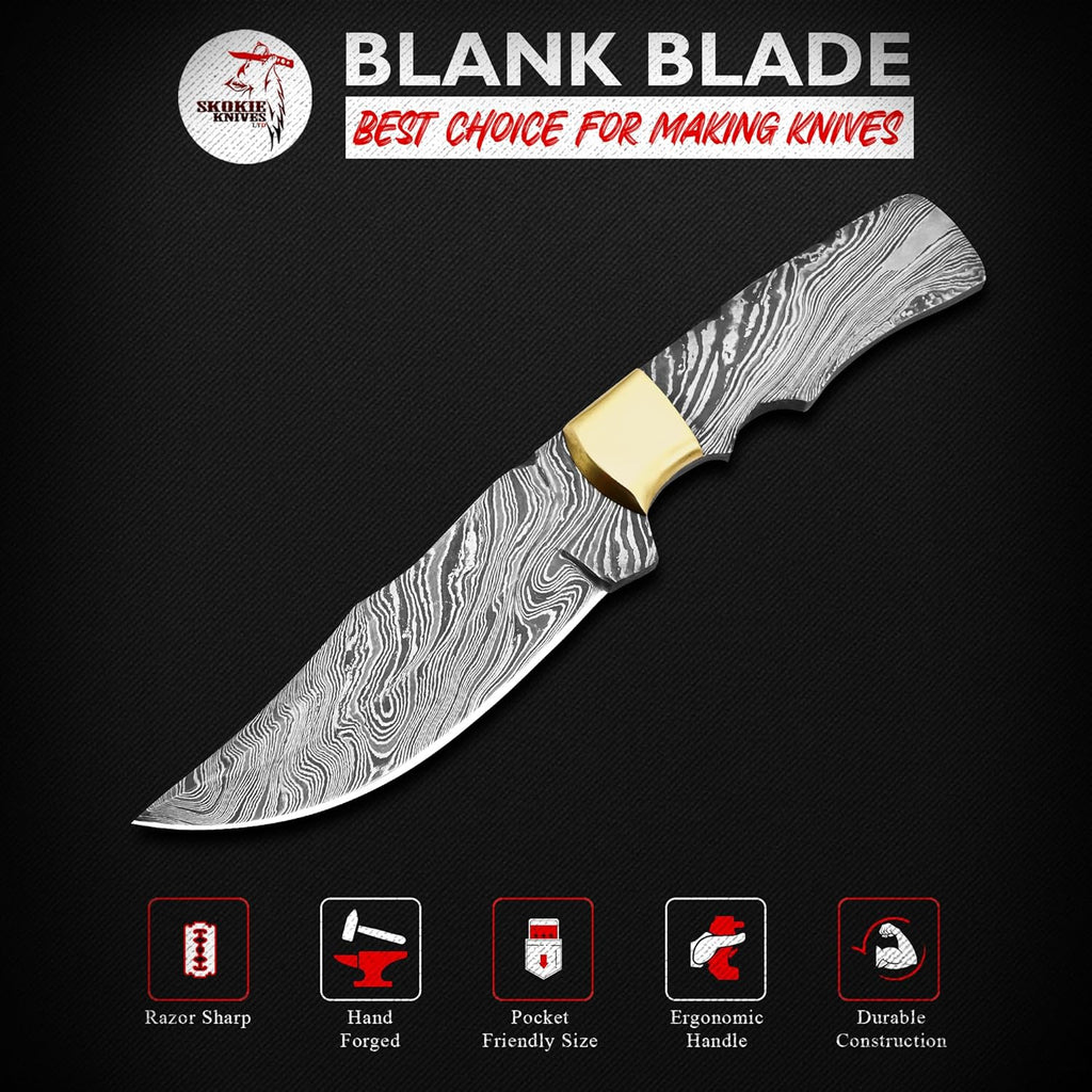 Custom Damascus Steel Blank Blade 9.0" for Knife Making E669
