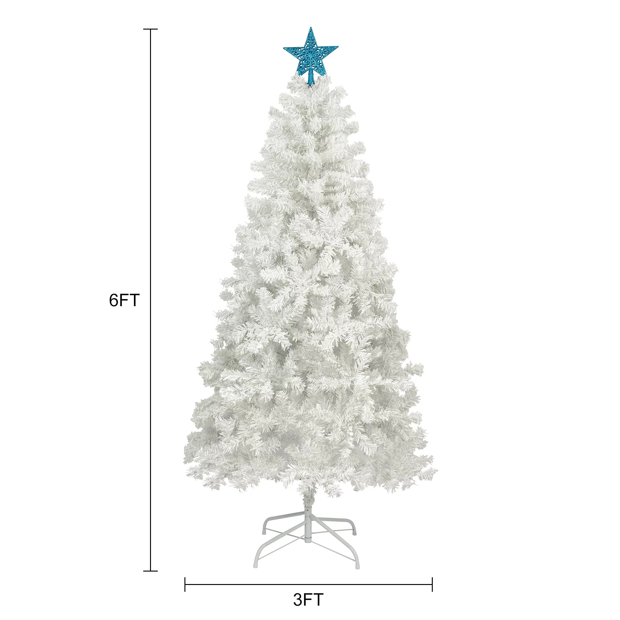 6FT Pre-lit Artificial Christmas Tree with 300 Tri-Color Lights and Star Top E161241
