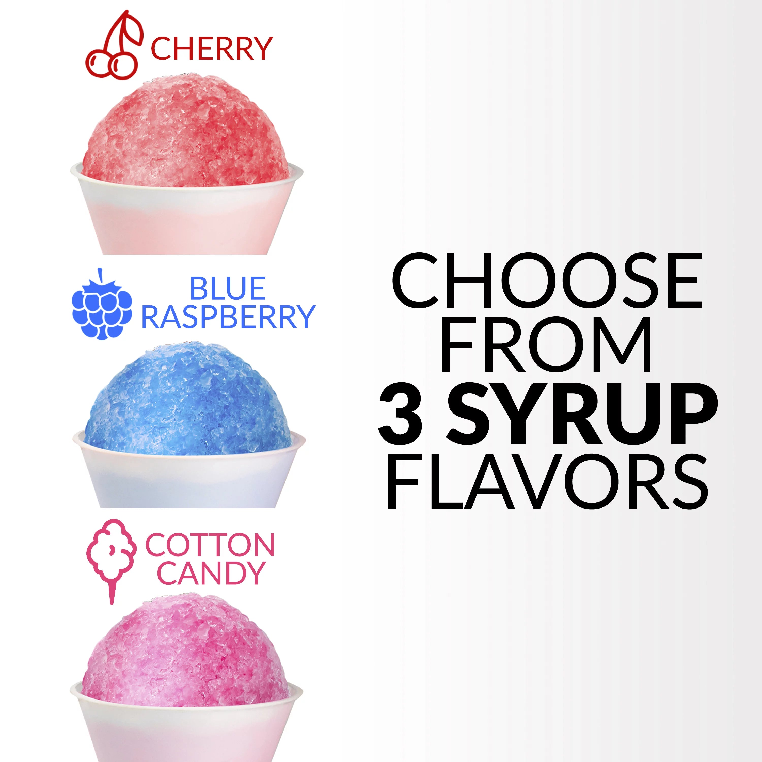 Snow Cone Syrup Party Kit, 3 x 16 oz, 20 Snow Cones with Spoon Straws V37424