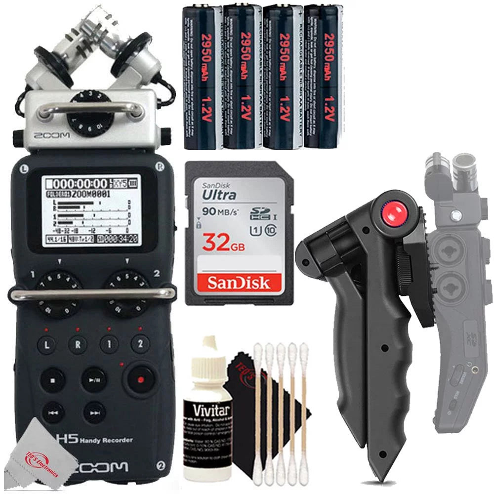 Zoom H5 4-Input / 4-Track Handy Recorder Interchangeable X/Y Mic Capsule and Essential Accessory Kit