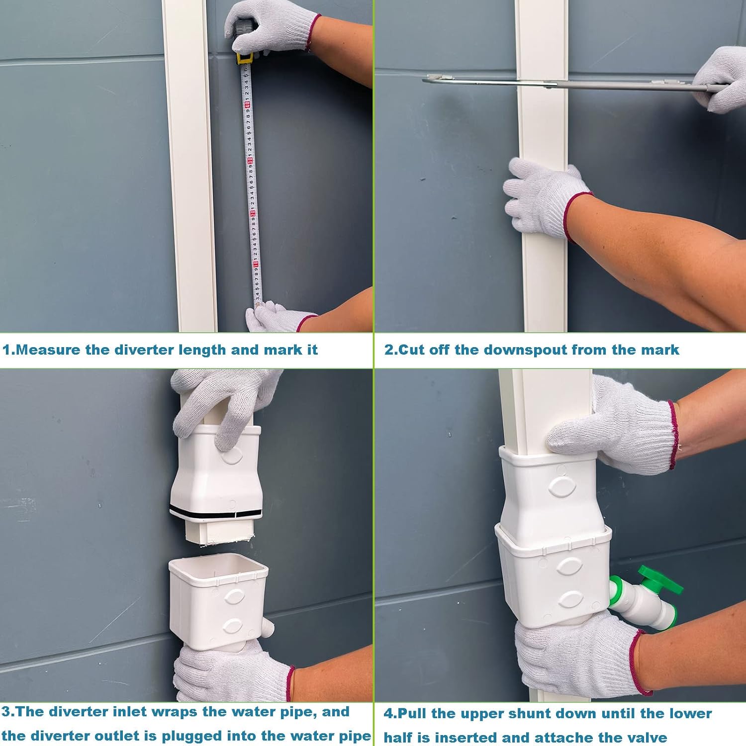 Gutter Downspout Diverter Kit with Shut Off Valve for 2" x 3" Downspout U62880