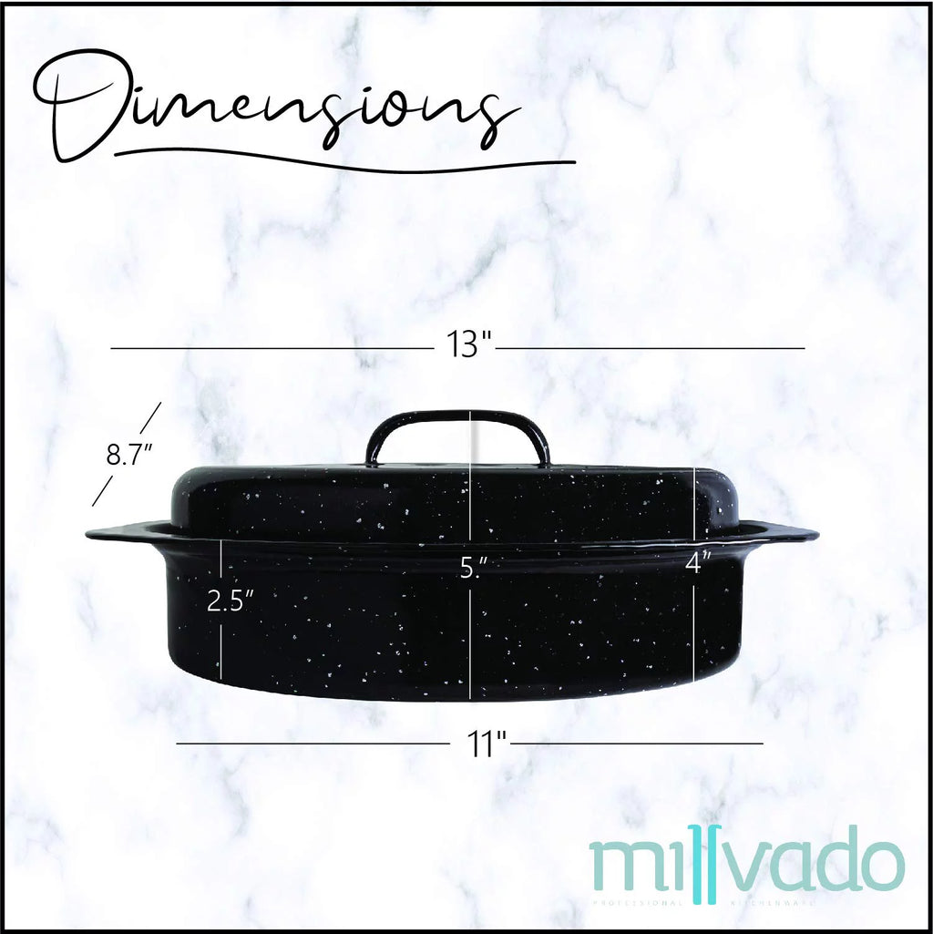 Roasting Pan with Lid, Extra Large 20 lb Capacity, Oval Granite Oven Roaster J46130