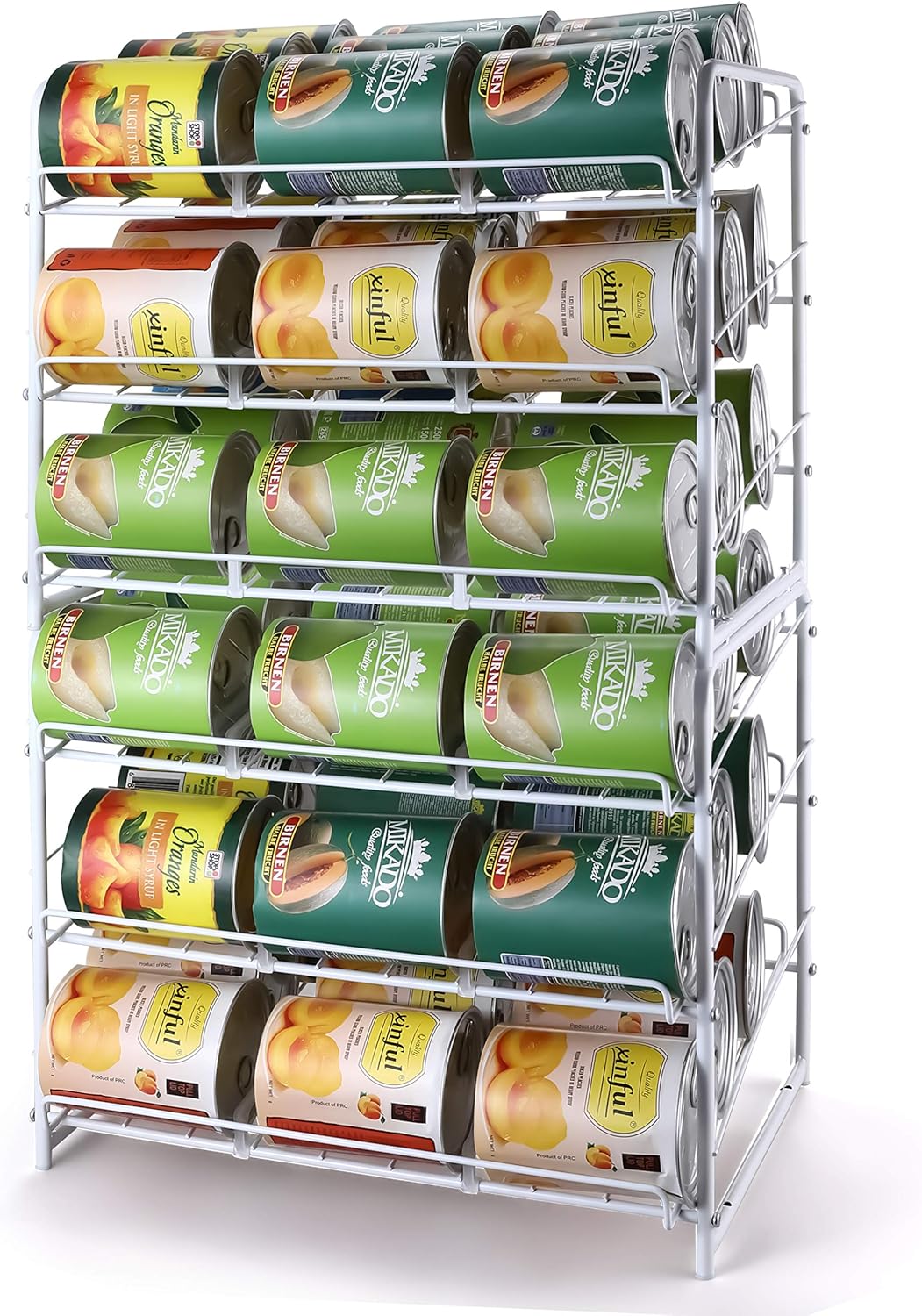 Can Rack Organizer, Stackable Can Storage Dispenser for Kitchen Cabinet or Pantry, White B212710