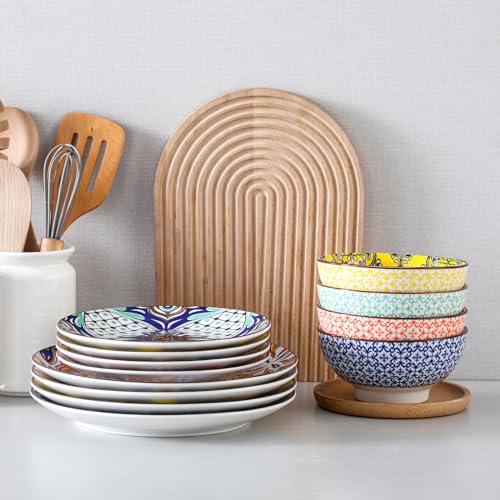 12 Piece Ceramic Dinnerware Set for 4, Black and White Porcelain S22918