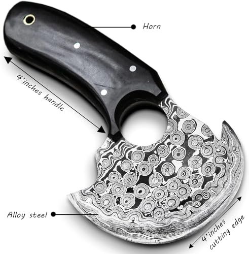 Ulu Knife with Damascus Steel Blade and Stabilized Handle T78085