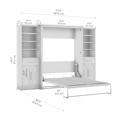 Full Murphy Bed with Closet Organizers and Drawers, Space-Saving for Bedroom or Guest Room B463719