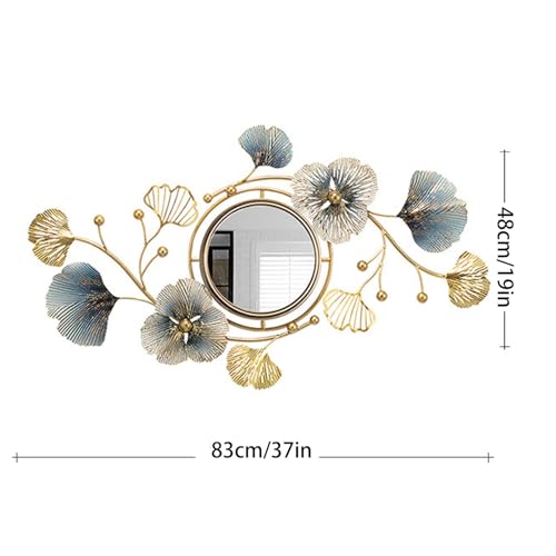Ginkgo Leaf Metal Wall Mirror for Living Room Entryway A425