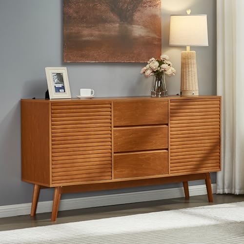 Wooden TV Stand with Adjustable Shelves, Console Table for Dining Living Room T821