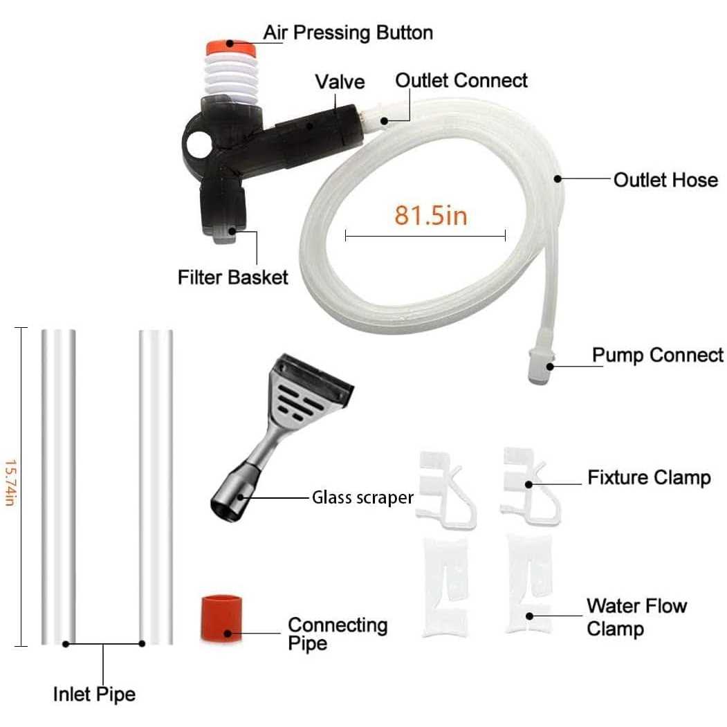 Aquarium Gravel Cleaner Fish Tank Kit Long Nozzle Water Changer with Air-Pressing Button X3606