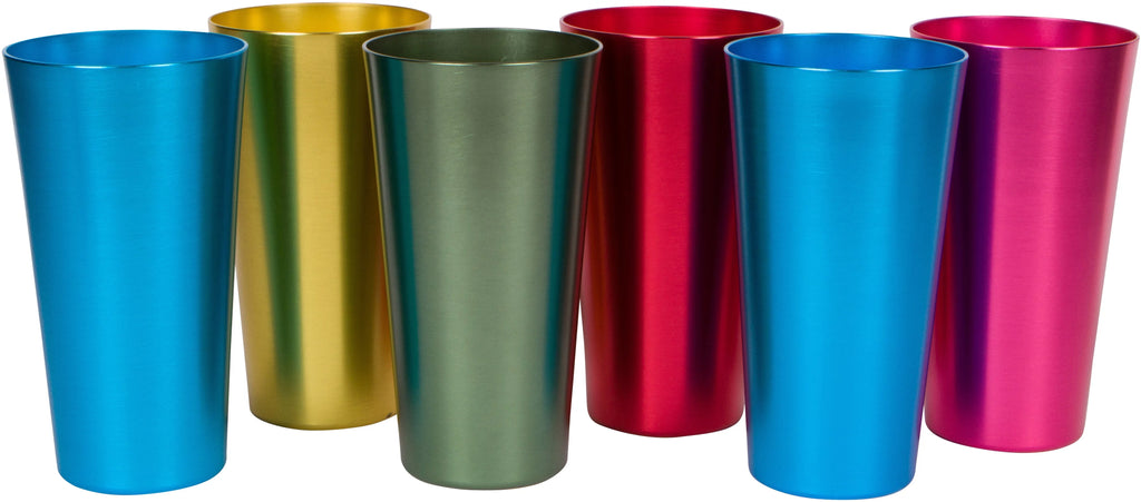 Retro Aluminum Tumblers 20 oz, 6 Cups, Assorted Colors H887