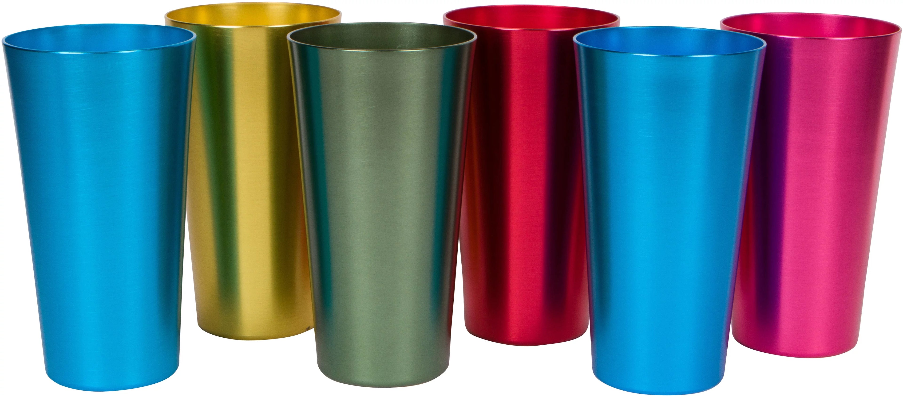 Retro Aluminum Tumblers 20 oz, 6 Cups, Assorted Colors H887