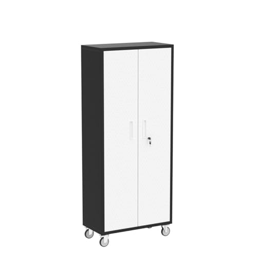 72" Metal Garage Storage Cabinet with Wheels, Adjustable Shelves & Locking Doors Q66304