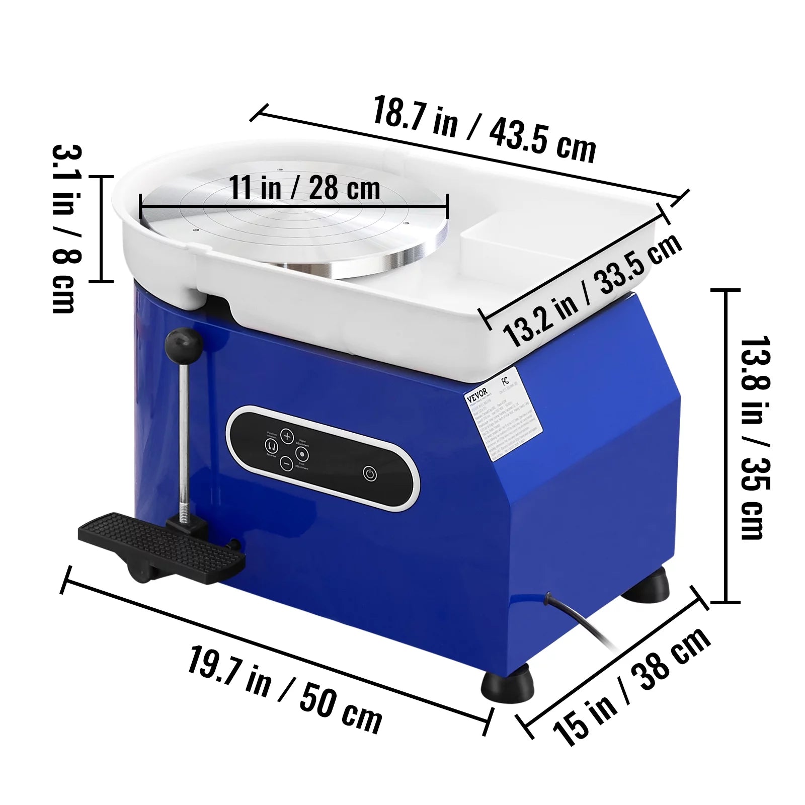 Pottery Wheel, 11" Ceramic Forming Machine, Adjustable Speed with Foot Pedal X4059