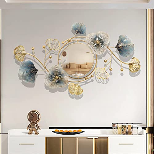 Ginkgo Leaf Metal Wall Mirror for Living Room Entryway A425