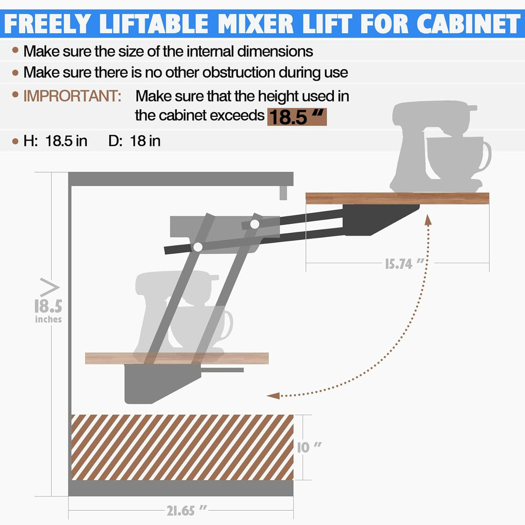 Cabinet Mixer Lift with Soft-Close, Space-Saving Design, Holds 60 LBS X580539