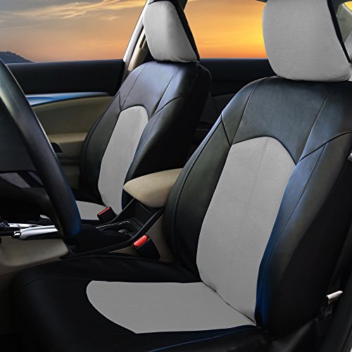 Beige PU Leather Car Seat Cover Full Set, Airbag Compatible A856860