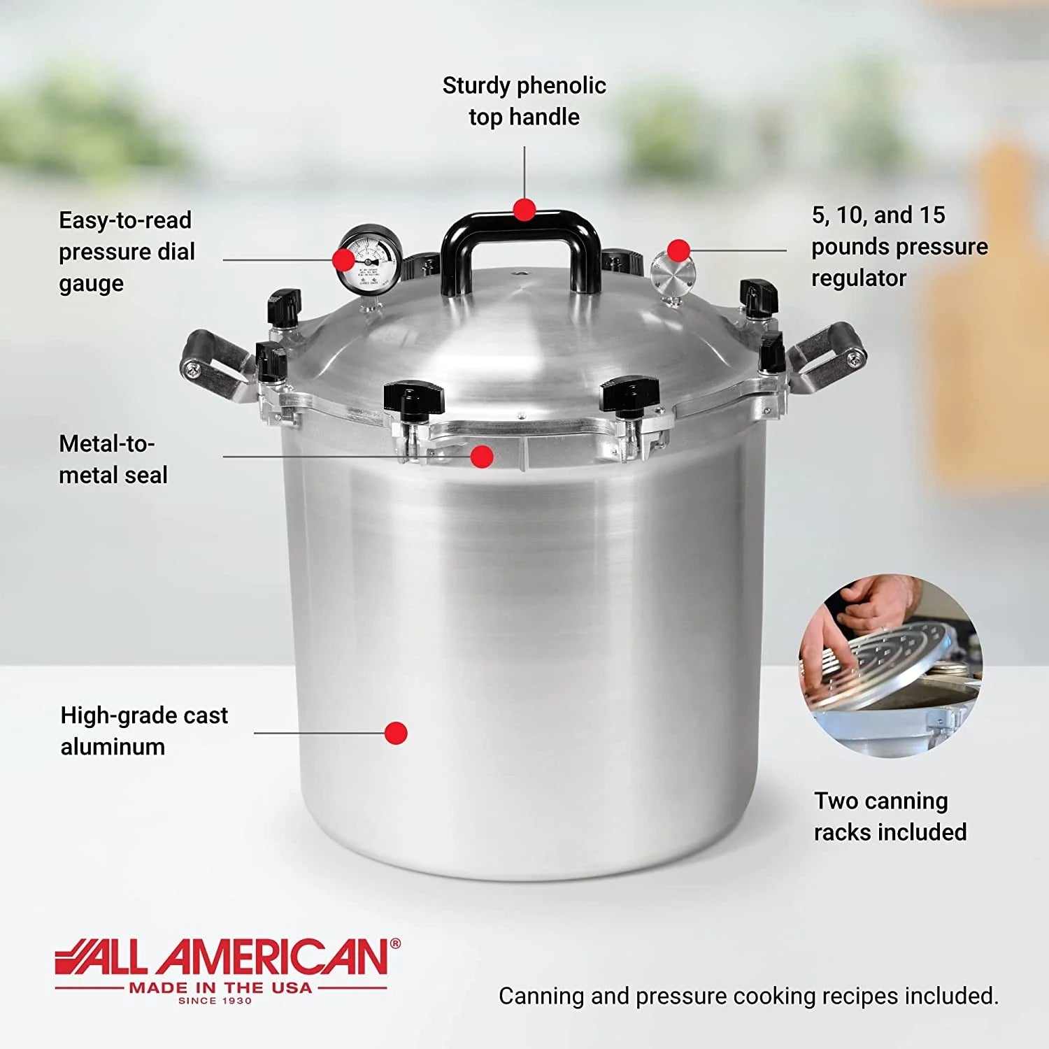 Pressure Cooker Canner for Stovetop, 10.5 Quarts N10883