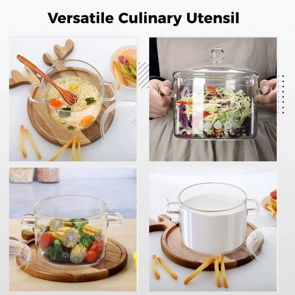 Glass Stovetop Saucepan with Lid, 64oz Pasta Pot H108367
