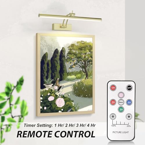 2 Pack Battery Operated Picture Light for Wall, 16" Wireless, Dimmable with Remote N8375