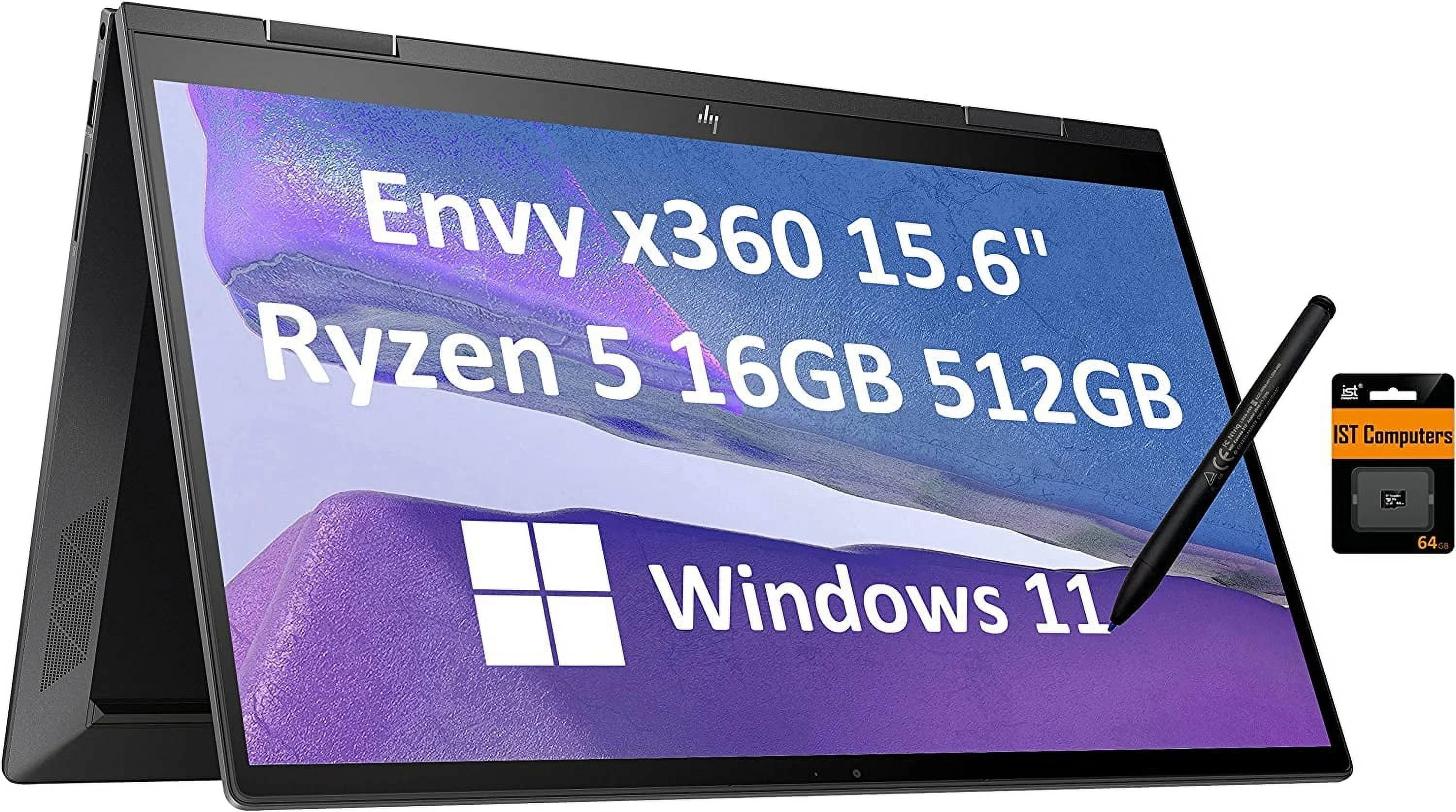 HP Envy X360 15 2-in-1 Touchscreen (Ryzen 5 5625U, 16GB RAM, 512GB SSD, Stylus) AMD 6-Core(Beat i7-1165G7) 15.6" FHD Convertible Laptop, Backlit, Pen, Alexa, Windows 11 Home - 2022