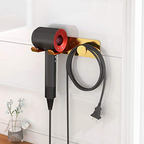 Hair Dryer Holder Wall Mounted, Stainless Steel Self Adhesive Rack, White F99449