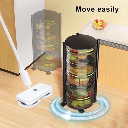 5-Tier Rolling Metal Fruit Basket Storage Rack U157