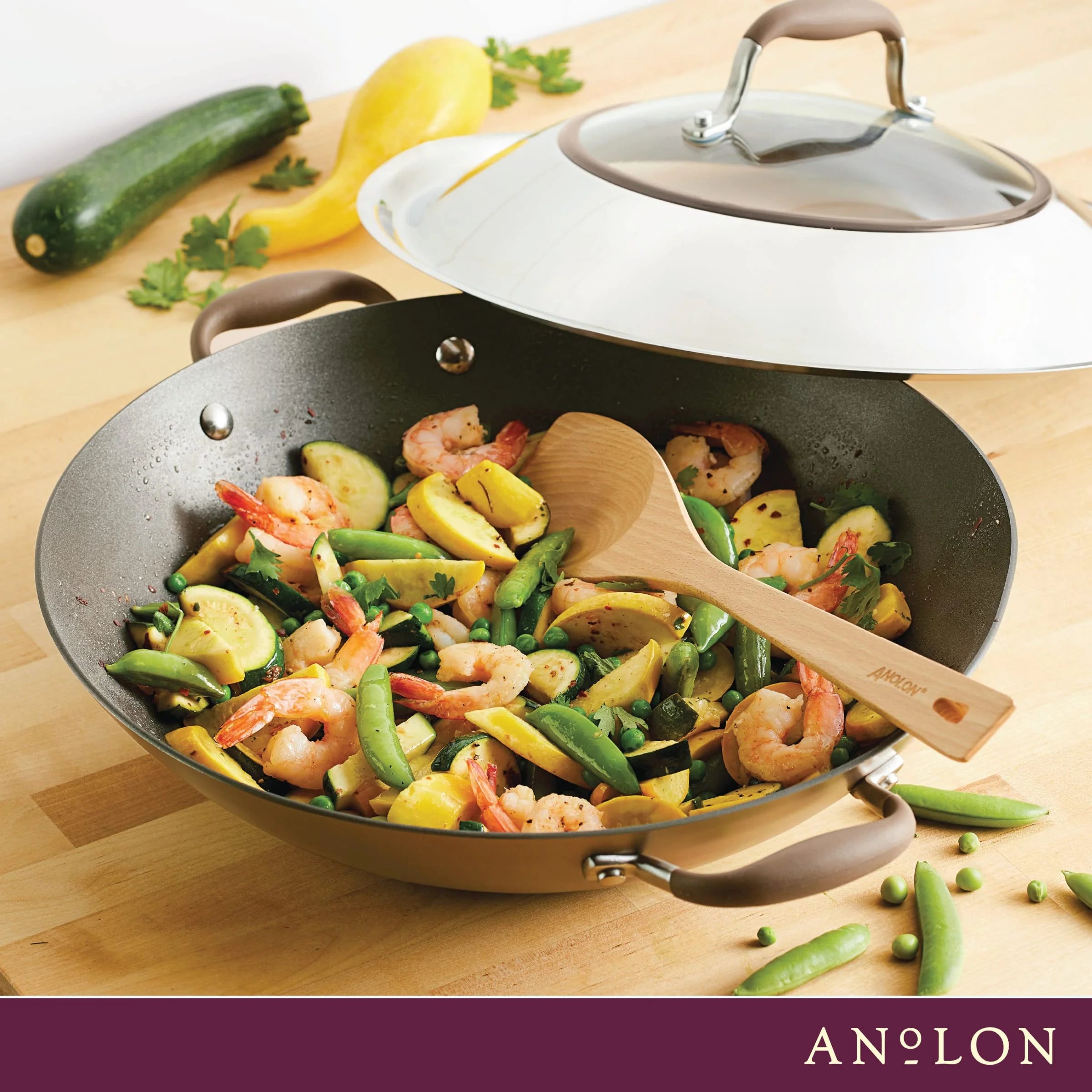 Nonstick Wok with Lid and Cooking Tool, 14 Inch E686