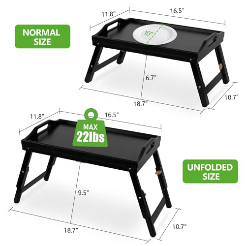 Height Adjustable Bamboo Breakfast Bed Tray with Folding Legs R193