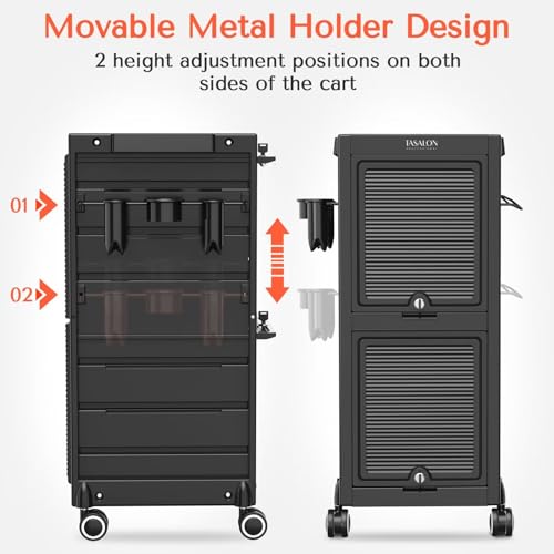 Lockable Beauty Salon Cart with 6 Drawers and Tool Holders, Rolling, Pink W9639