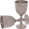 REPLICARTZUS Vintage Chalice Silver Plated Brass Wine Goblet Renaissance Medieval Royal Wine Cups of King Arthur Gifts for Communion, Christmas Pack of 1pc Roman Chalice (Pewter Finish)