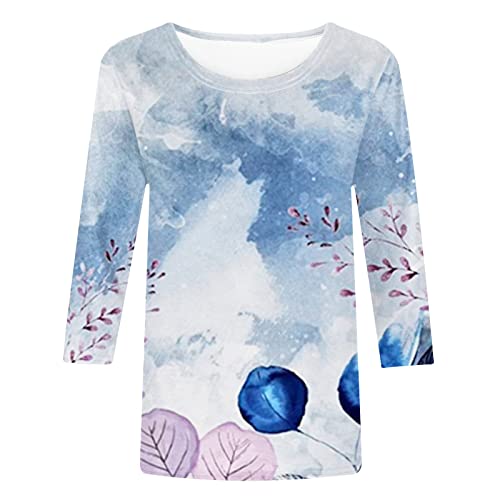 Women's 3/4 Sleeve Casual Floral Print Blouse Y3904