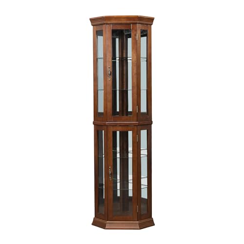 Wooden Corner Display Cabinet with Adjustable Glass Shelves G8774