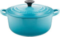 [Recipe Book Included] Le Creuset Casting Enamel Pot Two-handed Pot Anhydrous Pot Iron Pot Cocotte Rondo 20 cm Caribbean Blue Gas IH Oven Dishwasher Safe