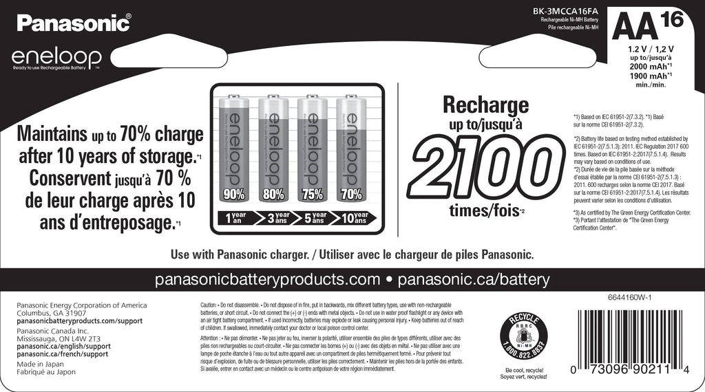 AA Rechargeable Batteries, 16-Pack W2579