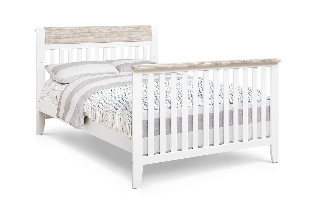 4 in 1 Convertible Crib, White and Wire Brushed Wood V2044