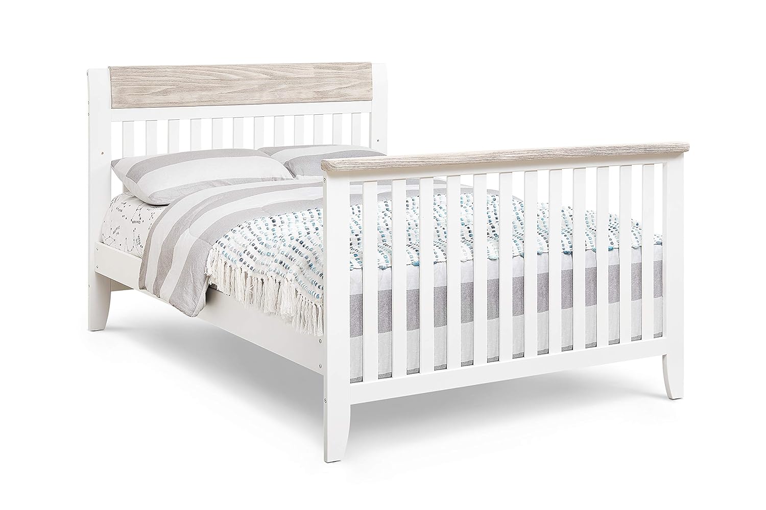 4 in 1 Convertible Crib, White and Wire Brushed Wood V2044