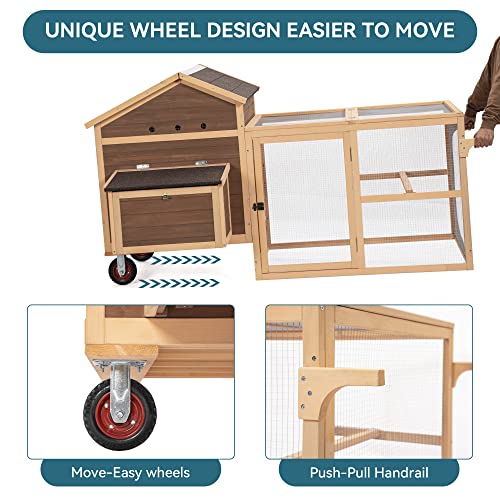 Mobile Chicken Coop with Wheels and Removable Bottom U424